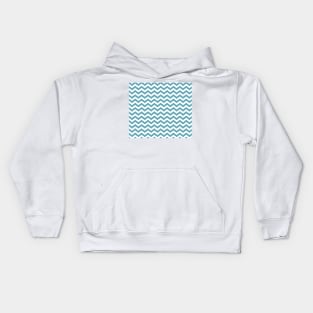 Teal Blue Thick Chevron Pattern Kids Hoodie